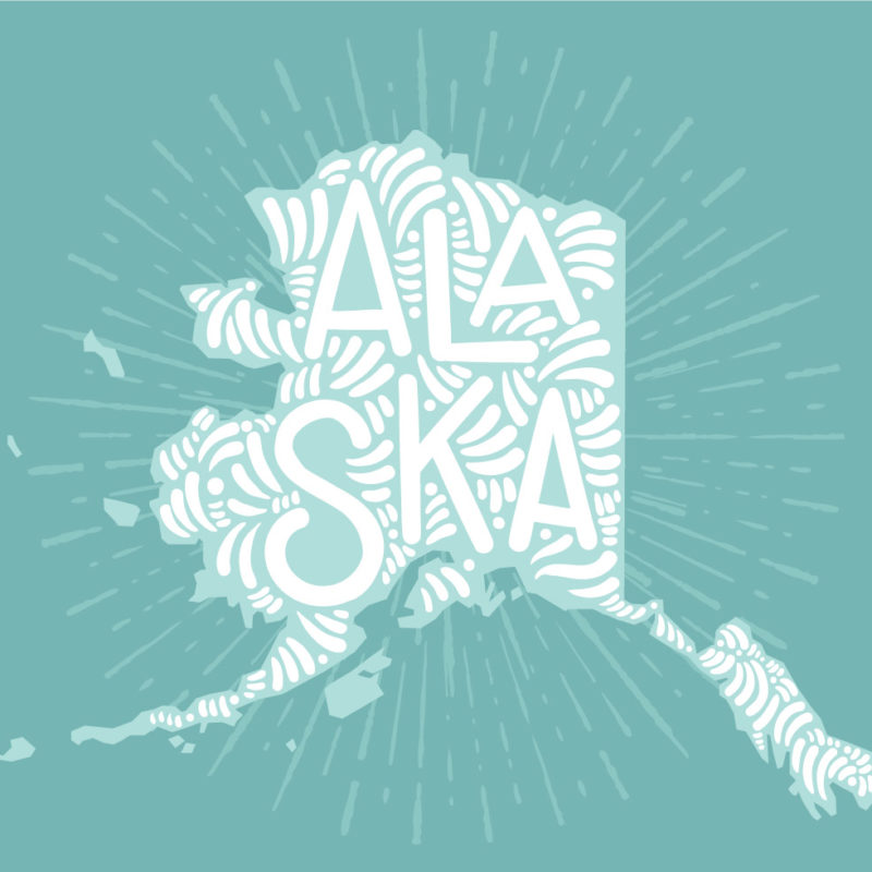 colorful vector art of alaska